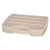 Plasticforte Opbergkoffertje/opbergdoos/sorteerbox - 13-vaks - kunststof - beige - 25 x 21 x 4 cm