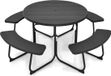 COAST™ Table de pique-nique avec 4 bancs - Ronde - 8 personnes - Noir