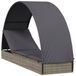 VidaXL Tuinstoel Lounge Gecapitonneerde zitting Polyester Grijs