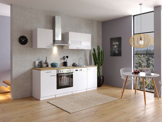 Complete Kitchen 220 cm Malia - White/White - Soft Close - Appliances Included