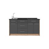 Vicco Keukenblok Fame-Line, Antraciet Hoogglans, 150 cm, WB Antraciet