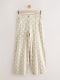 Next - Dames Nette broek met wijde pijpen van gemengd linnen - Naturel