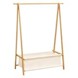 Relaxdays Kledingrek Kinderen Bamboe 106x86x36 cm Natuur/Wit
