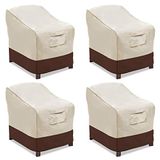 Vailge Terrasstoelhoezen, diepe loungehoes, robuuste en waterdichte hoezen voor buitengazon, terrasmeubels (4 stuks - groot, beige en bruin)