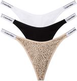 Calvin Klein Thong 3Pk - Zwart - Imprimé léopard - Coton - Taille XL