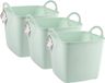 Plasticforte bac/seau/panier à linge - 3x - flexible - vert clair - 43 litres - carré - plastique - 40 x 40 x 44 cm