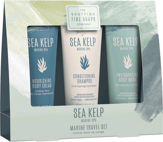 Scottish Fine Soaps Sea Kelp Reisset 3x 75 ml Conditioning Shampoo, Body Wash en Body Cream - Made in Scotland