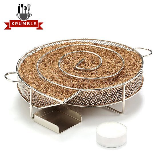 KRUMBLE Smokerbox rond Ã¸20cm / Ronde rookbox voor het koud roken van vlees, vis, kaas of andere etenswaren in de barbecue of smoker - RVS