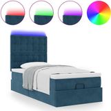 vidaXL Ottoman Bed with Mattresses and LEDs 80x200cm Velvet Dark Blue