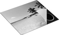 Chefcare Inductie Beschermer Tropisch Strand en Zee - Zwart Wit - 57,6x51,6 cm