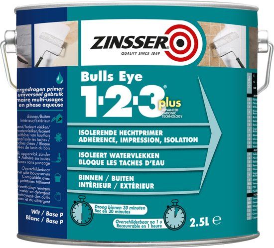Zinsser Bulls Eye 1-2-3 Plus - 2,5 Liter - Hechtprimer - Wit