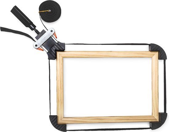 Relaxdays Lijstenspanner - 4 meter - Lijstenklem met 4 spanhoeken - Zwart