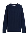Tommy Hilfiger Pull col rond en torsadé Carbon Navy