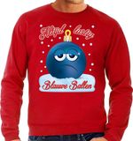 Bellatio Decorations Foute Kerst trui - sweater - Altijd lastig blauwe ballen / blue balls - rood - voor heren - kerstkleding S