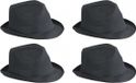 Myrtle Beach Trilby feesthoedje voor volwassenen - 4x stuks - zwart
