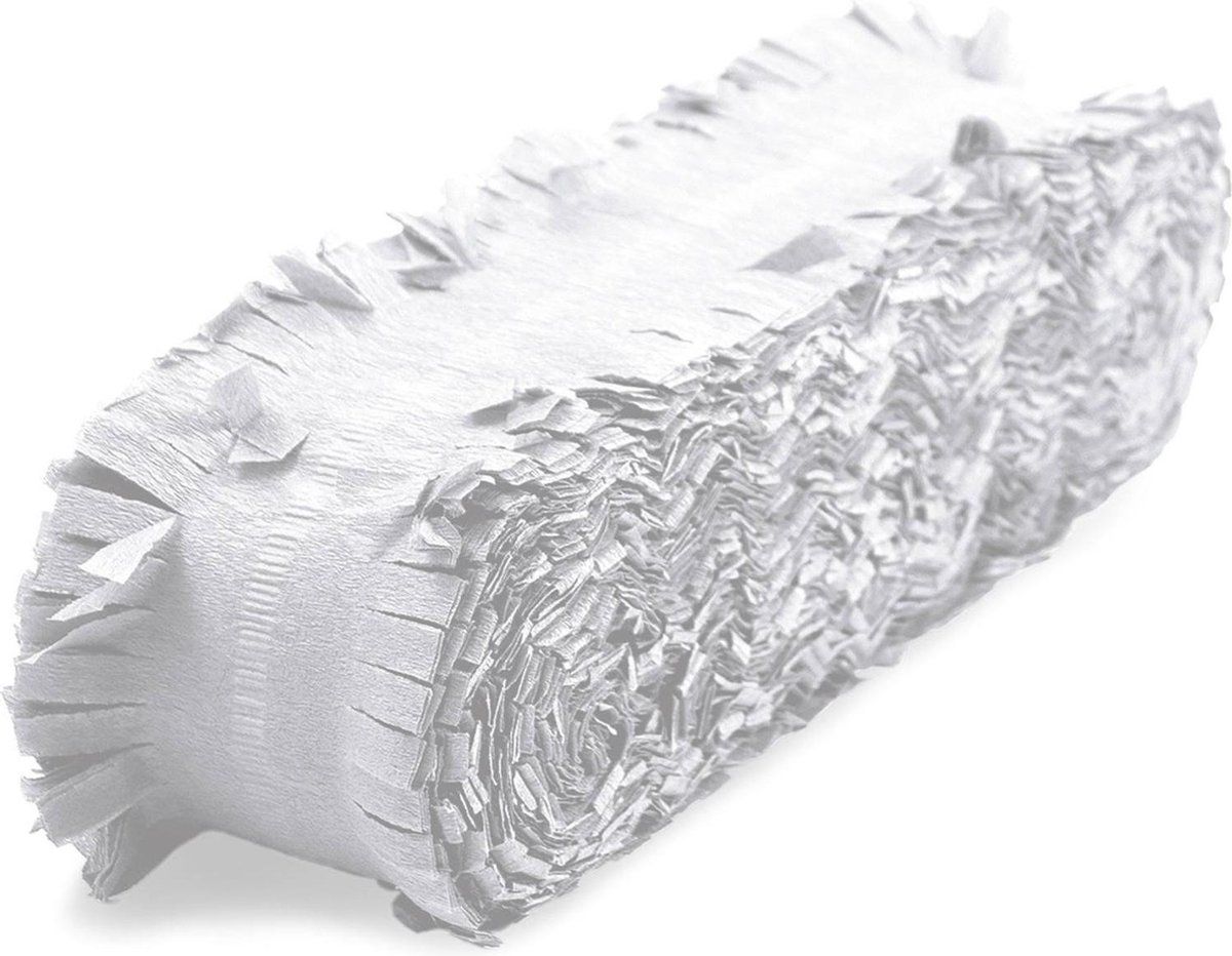 Folat Feest/verjaardag versiering slinger wit 24 meter crepe papier - Feestartikelen