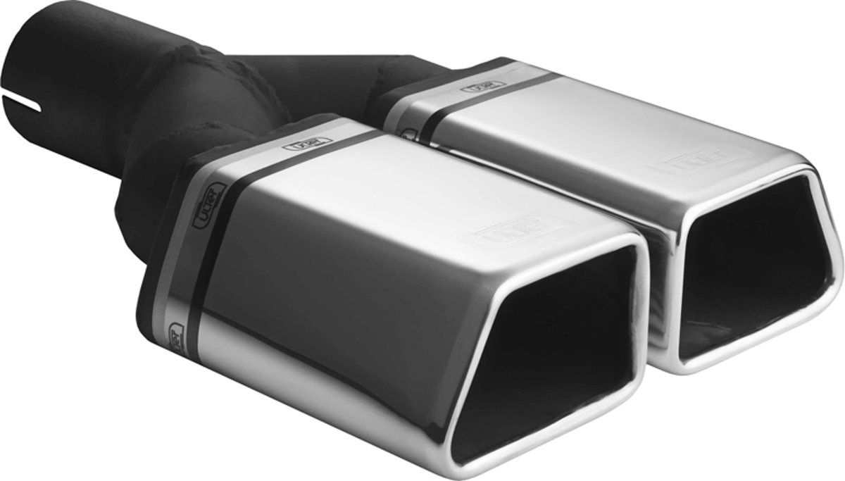 Ulter Sport Uitlaatsierstuk - Dubbel Trapezium 86x54mm - Lengte 200mm - Montage - >50mm - RVS