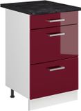 Vicco Keukenonderkast R-Line, Rode hoogglans/Wit, 50 cm antraciet werkblad