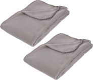 Atmosphera Polar Fleece deken of plaid - 2x - grijs - 125 x 150 cm - polyester
