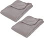 Atmosphera Polar Fleece deken of plaid - 2x - grijs - 125 x 150 cm - polyester