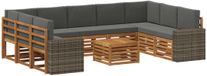 vidaXL Ensemble de canapé d'extérieur 10 pièces Naturel et Anthracite Polyester