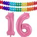 Folat Verjaardag Leeftijd folieballon - 16 jaar - roze - 86 cm
