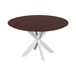 QUVIO Eettafel Sofia - Rond - ø130 cm - Witte kruispoot - FSC® gecertificeerd mangohout - Walnoot bruin