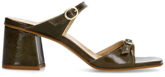 Sacha - Dames - Donkergroene lak sandalen met hak - Maat 42