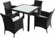 vidaXL 5-delige Tuinset met kussens poly rattan zwart