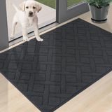 Merkloos Antislip Deurmat voor Binnen - Vuilvangmat Machinewasbaar en Absorberend - 80 x 120 cm - Zwart