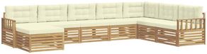 vidaXL Hoek loungeset 8-delig Blanc et crème Acacia massif