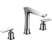Hudor robinet de lavabo B1121600 - 3 trous nickel brossé - collection Eas - bec pivotant