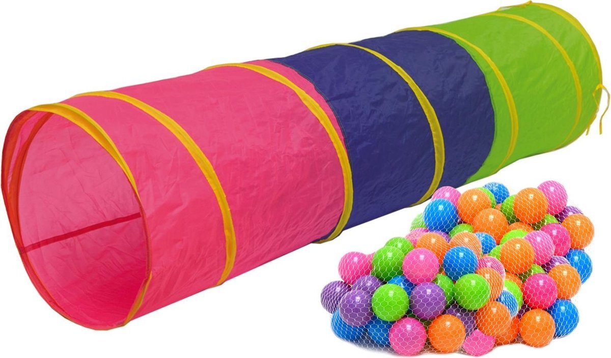 LittleTom Speeltunnel 200 ballen kruiptunnel 180x46cm kruiptunnel kindertunnel tent tunnel