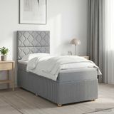 vidaXL Boxspringbed met matras Lichtgrijs 90 x 190 cm Stof