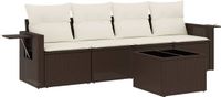 vidaXL 5-delige Loungeset met kussens, polyrattan, bruin