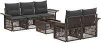 vidaXL Tuinbank - Set - 6 - st - Grijs - poly - rattan
