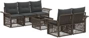 vidaXL Tuinbank - Set - 6 - st - Grijs - poly - rattan