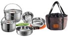 SolidKeus - Set de cuisine de camping en acier inoxydable avec sac de transport