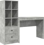vidaXL Bureau met opbergruimte Betongrijs MDF/Hout