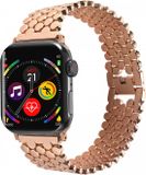 Selected by GSMpunt.nl Bol Honingraat Roestvrij Stalen Bandje Geschikt voor Apple Watch 1-10/SE - 38/40/41/42MM - Roze Goud