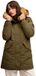 Superdry Parka Everest à Capuche Femme Kaki Polyester 100% Manches Longues Longue Doudoune Automne/Hiver 2026