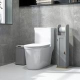 Meuble de salle de bain gris avec porte-rouleau, rangement sous meuble et étagères modulables 20x20x80 cm.