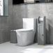 Meuble de salle de bain gris avec porte-rouleau, rangement sous meuble et étagères modulables 20x20x80 cm.