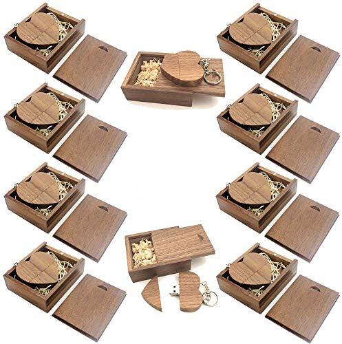 A-Plus A Plus+ 10 Pack 16GB USB 3.0 Flash Drives Houten Hart USB 3.0 Memory Stick met Houten Kisten (Okkernoot)