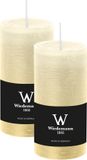 Wiedemann Cilinderkaars/stompkaars - 2x - rustieke kaars - creme wit - 6 x 12 cm - 69 branduren