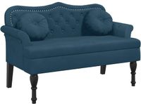 vidaXL Bankje met kussens 120,5x65x75 cm fluweel blauw