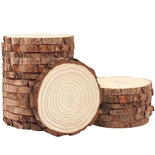 Kurtzy Onbehandeld Natuur Houten Schijven (10pak) 12-14 cm Diameter en 10 mm Dik - Rustiek Houten Schijf met Schors & Gladde Afwerking - Kunst en Hobby, DIY, Onderzetters, Decoraties, Kerst Ornamenten