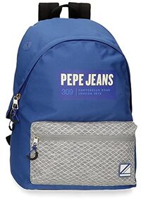 Pepe Jeans Darren schoolrugzak, aanpasbaar, blauw, 31 x 44 x 17,5 cm, polyester, 20,46 l, Rosa Roja, Schoolrugzak, aanpasbaar aan de trolley