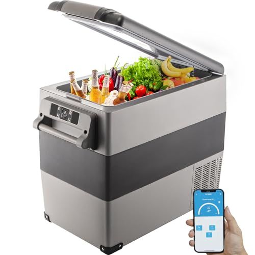 VEVOR Draagbare koelbox, 55 liter, autokoelkast, 220 V, mini-koelkast, elektrische vriezer, kleine vriezer voor auto, camping, vrachtwagen, boot
