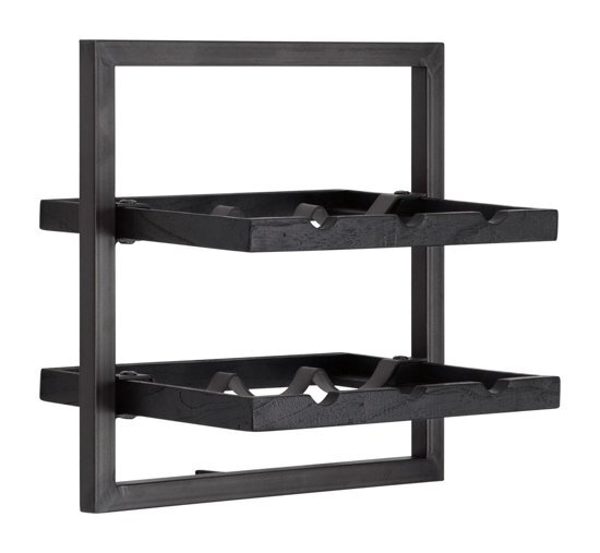 d-Bodhi Shelfmate d-Bodhi - Winemate - Type B (BTBF) - Wijnrek - voor 6 flessen - Burned Black Wood - Black Smoked Iron Frame